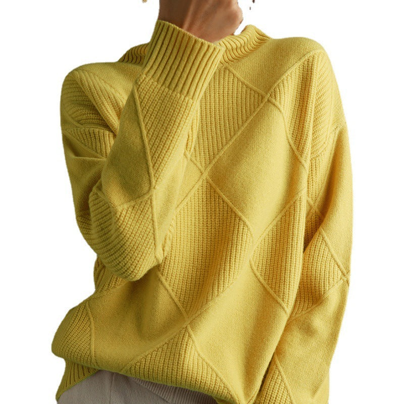 Women's Long Sleeve Knit Sweater Collage Splice Design