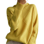 Women's Long Sleeve Knit Sweater Collage Splice Design