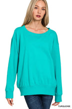 Sarah Express Women's Fleece Boat Neck Sweatshirt TURQUOISE