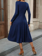 Sarah Express Women's Ribbed Knit A-Line Midi Dress