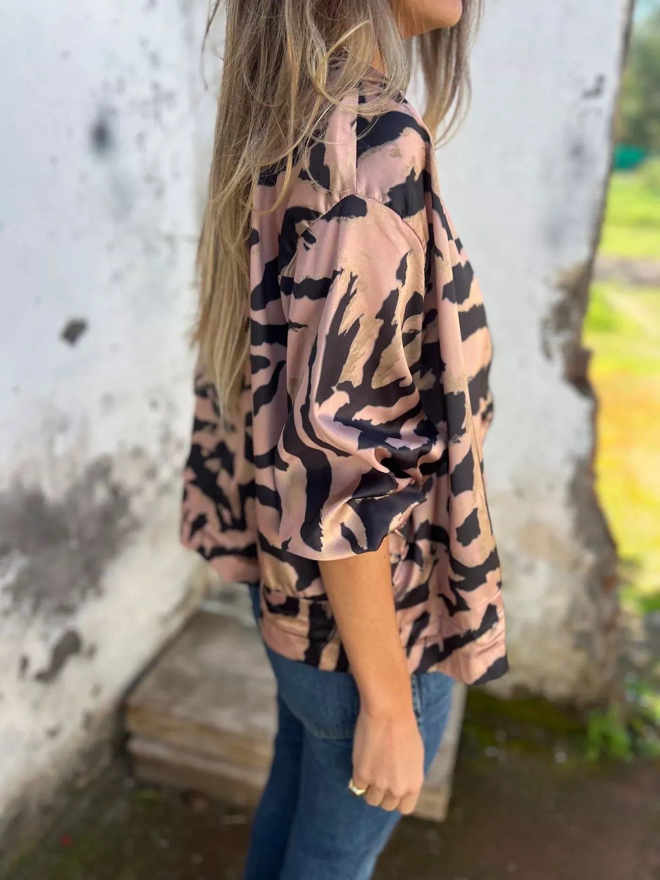 Sarah Express Women's Animal Print Lightweight Zip Up Jacket Plus Size