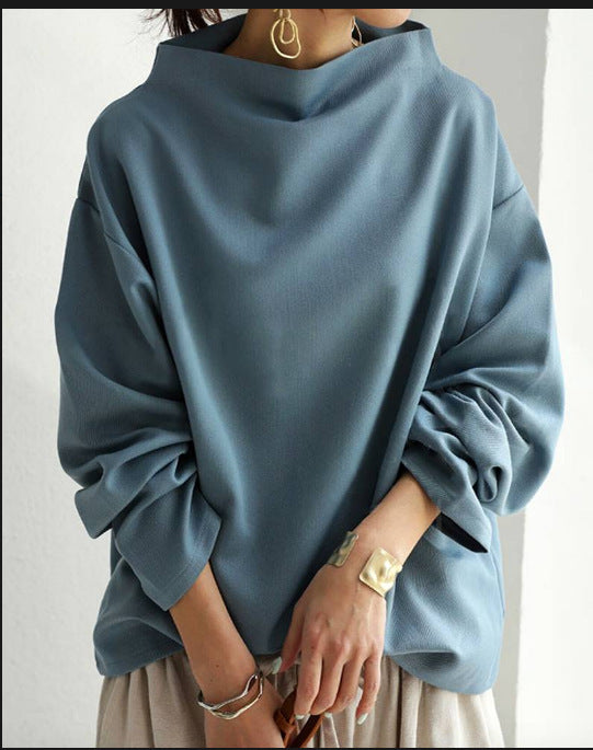 Sarah Express Women's Solid Color Loose Casual Top Long Sleeve