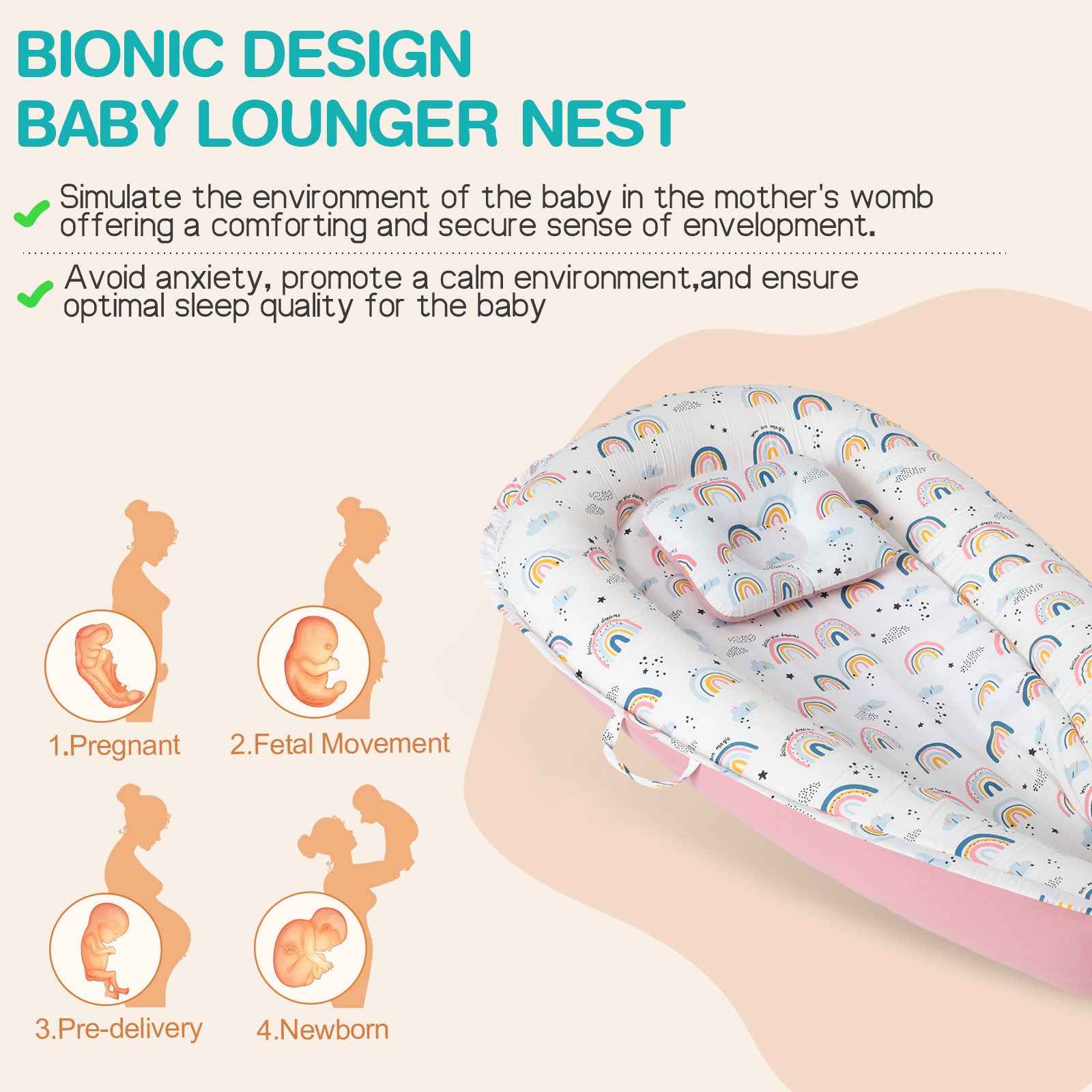 Sarah Express Baby Crib Nest with Memory Foam - Portable Bassinet Lounger for Newborn