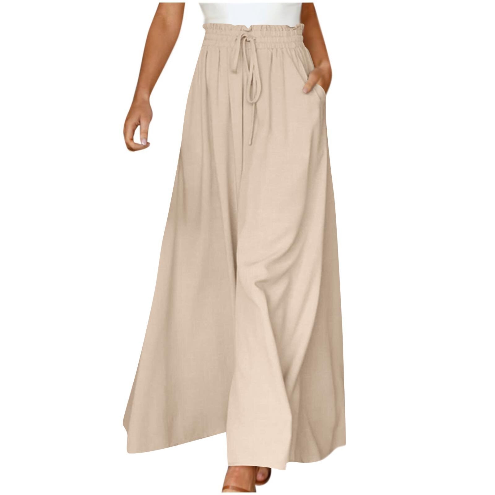 Sarah Express High Waist Wide Leg Dress Pants Elastic Waistband Full Length Trousers