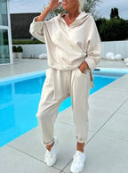 Sarah Express Women's Hooded Sweatshirt Two-Piece Matching Set Loungewear Athleisure