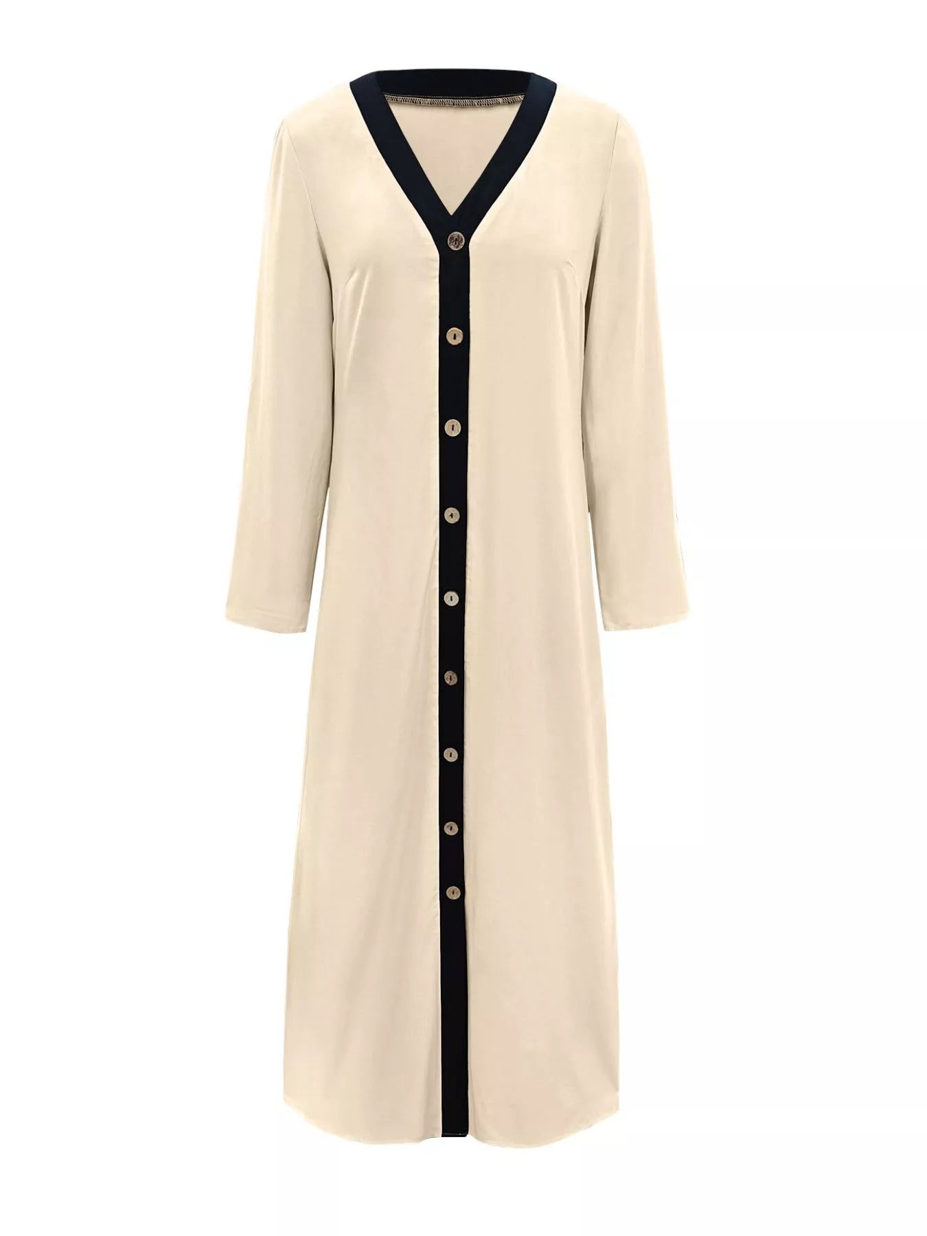 Sarah Express Women's Contrast Trim Button-Down Midi Dress