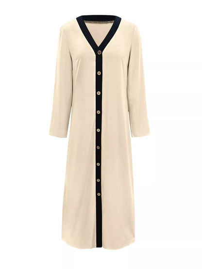 Sarah Express Women's Contrast Trim Button-Down Midi Dress