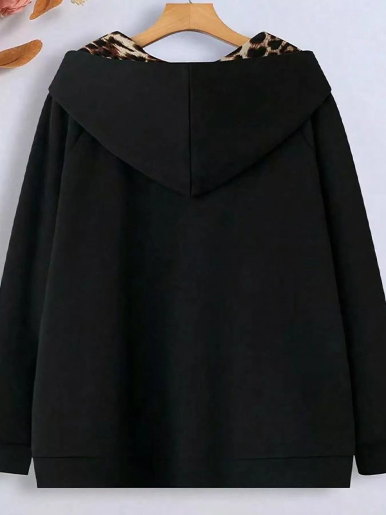 Sarah Express Women's Hooded Leopard Lined Zip-Up Outerwear