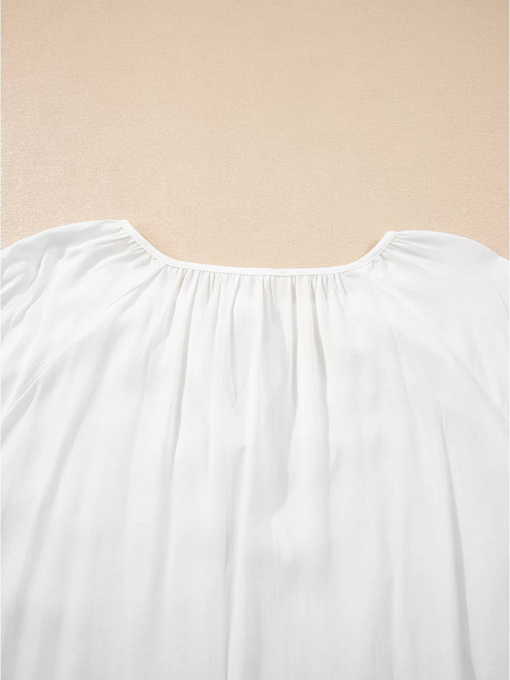 Sarah Express Women's Floral Embroidered Tie Neck Blouse