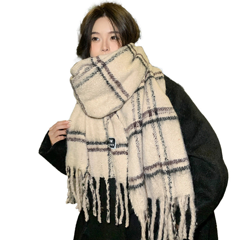Sarah Express Women's Plaid Print Scarf Warm Imitation Cashmere Neck Wrap Winter Fall Accessory