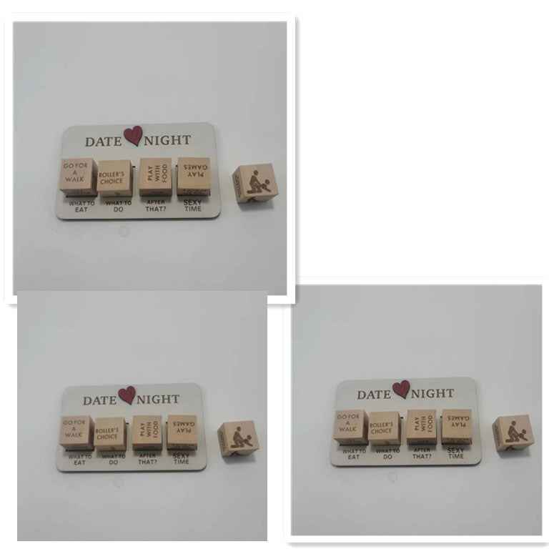Sarah Express Wooden Date Night Dice Game for Couples - Romantic Date Night Ideas Gift Set With5 Dice 3pcs