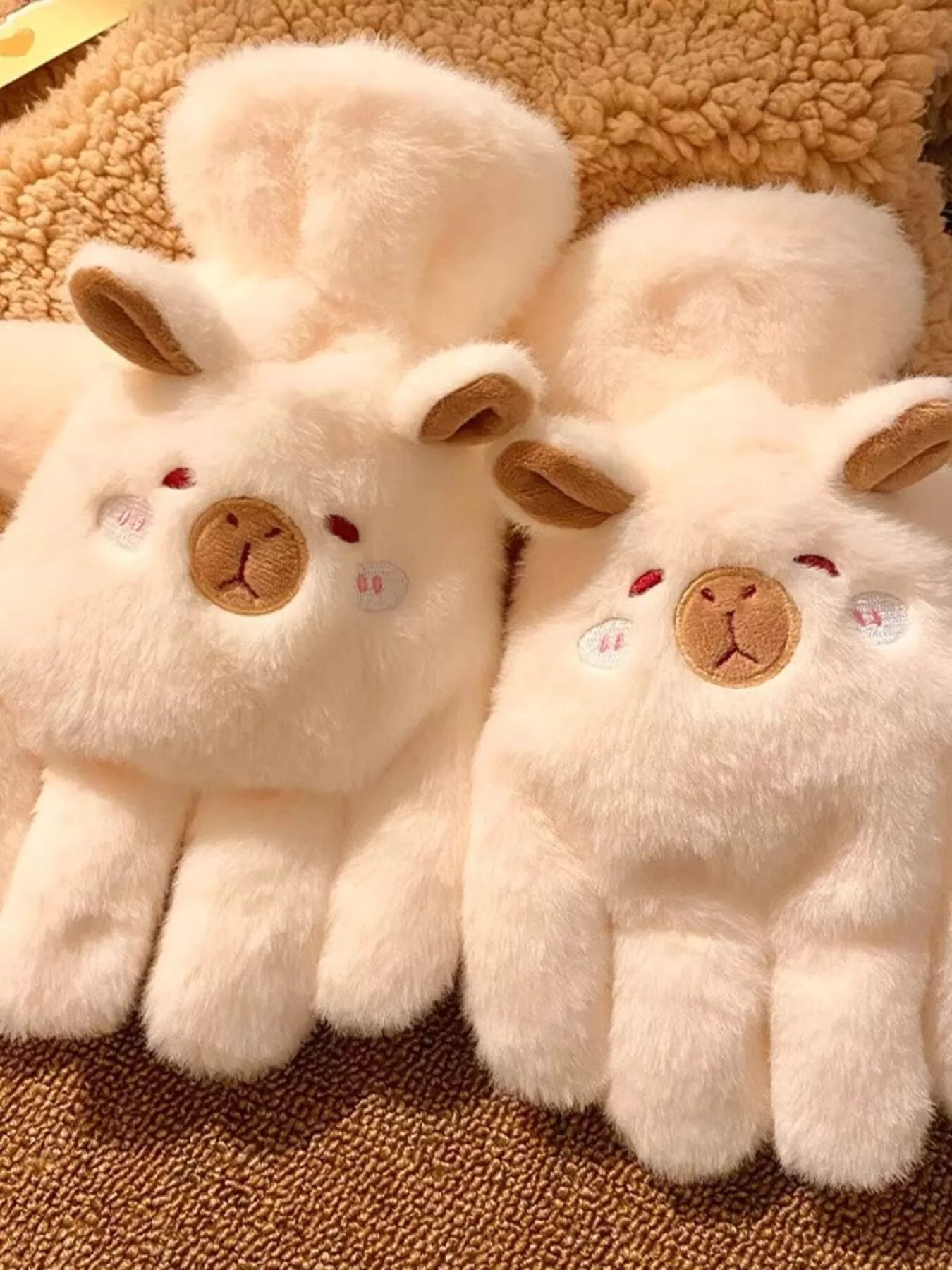 Sarah Express Cartoon Animal Plush Gloves - Cute Winter Warm Fuzzy Mittens