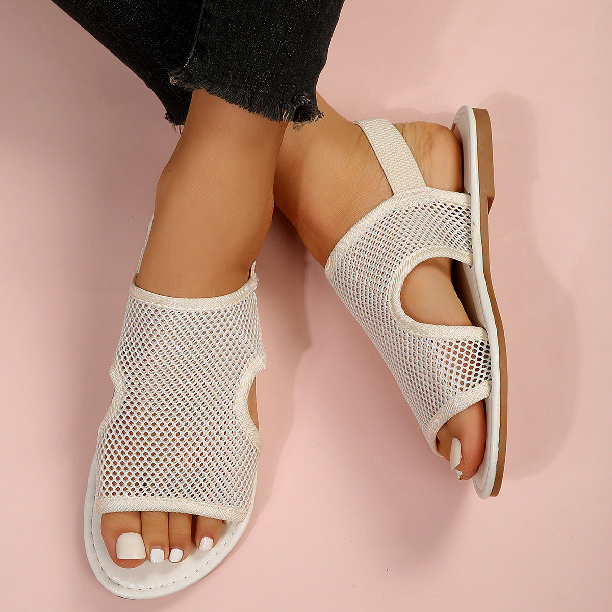 Sarah Express Breathable Mesh Beach Sandals | Lightweight Slip-On Summer Flat Shoes | Unisex