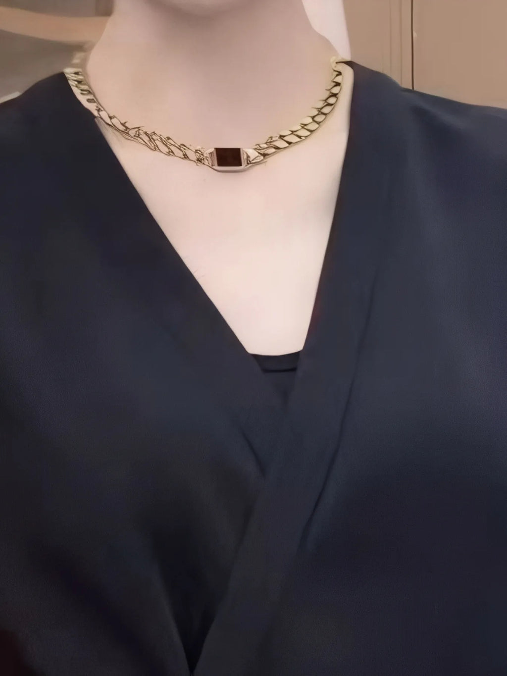 Sarah Express Women's Plus Size Wrap Front Blouse with Decorative Button Detail