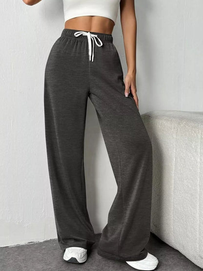 Trendsi Women's Drawstring Wide Leg Pants Dark Gray