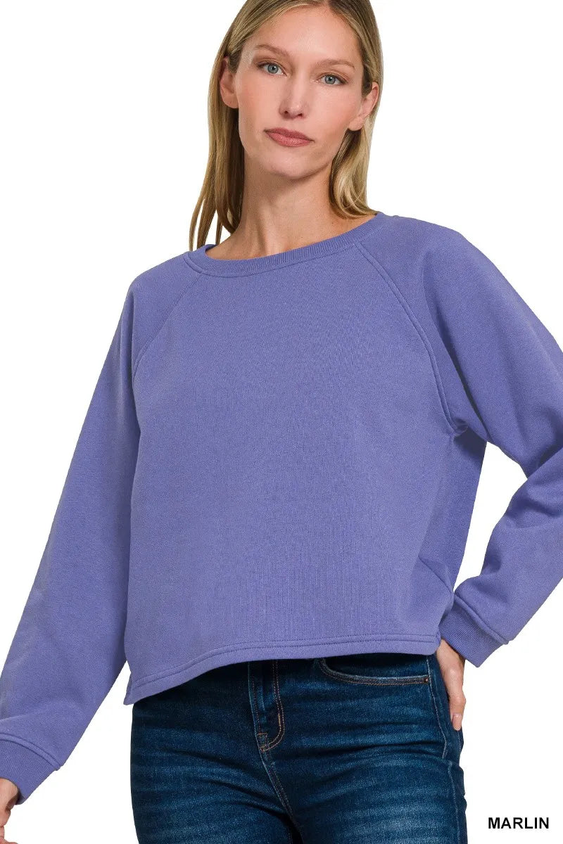 Sarah Express Women's Fleece Raglan Round-Neck Sweatshirt MARLIN