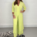 Sarah Express Women's Two-Piece Set Long Tunic Top Pants - Casual Minimalist Solid Color Plus Size