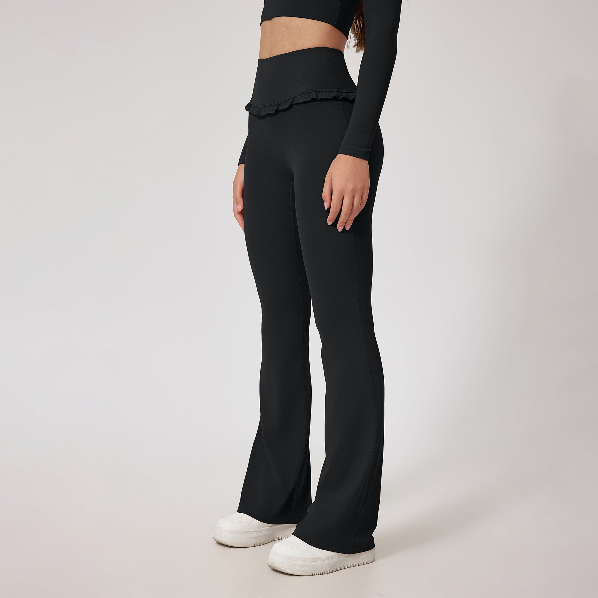 Sarah Express Women's High Waist Hip Lift Yoga Pants Lace Detail Compression Leggings