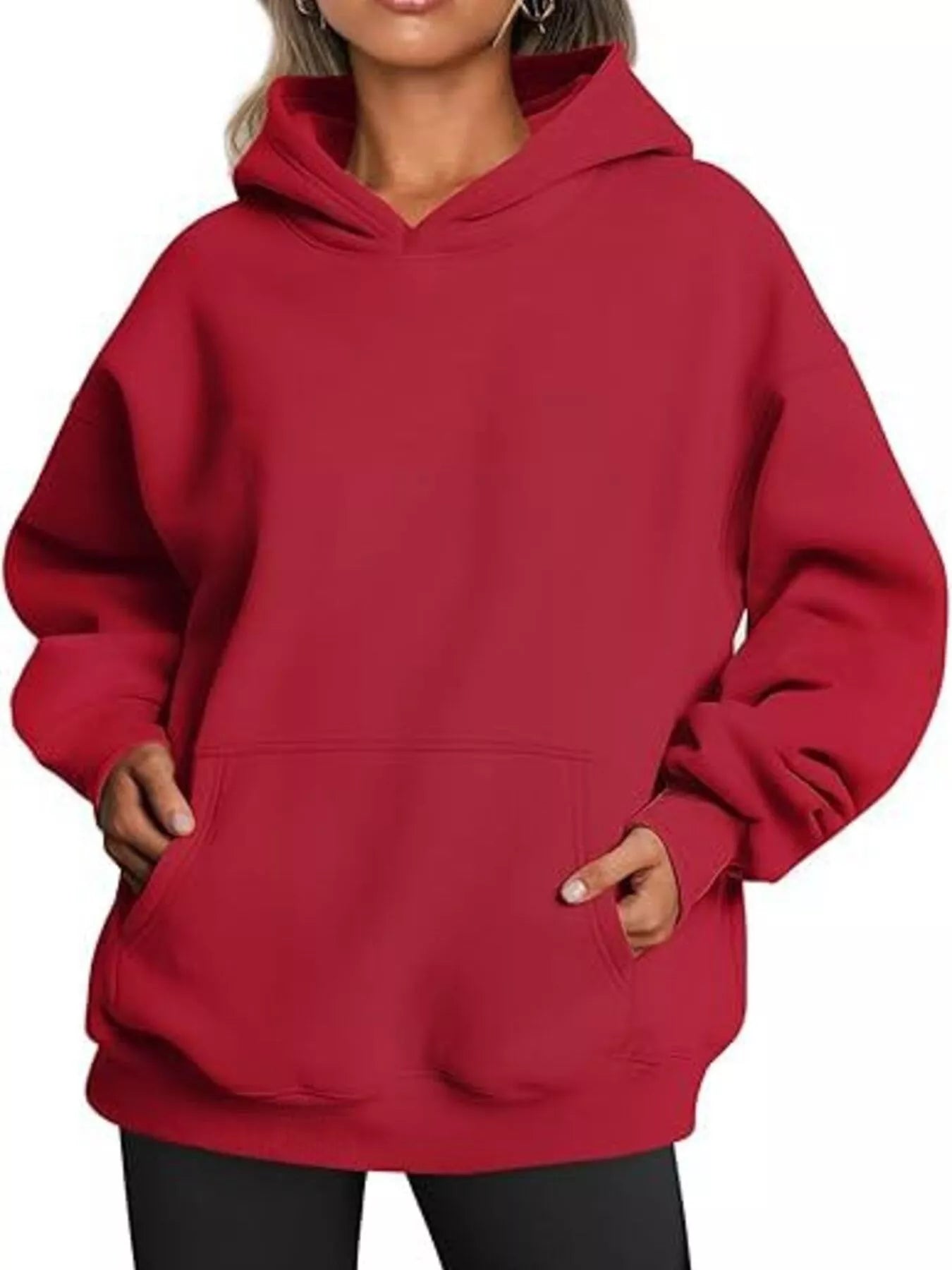 Sarah Express Women's Kangaroo Pocket Long Sleeve Hoodie Red