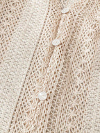 Sarah Express Women's Crochet Notched Button-Front Shirt