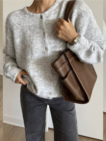 Sarah Express Women's Button Up Long Sleeve Cardigan Gray