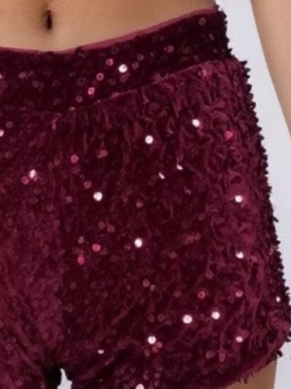 Sarah Express Women's Sequin Embellished High Waist Shorts - Party & Festival Wear