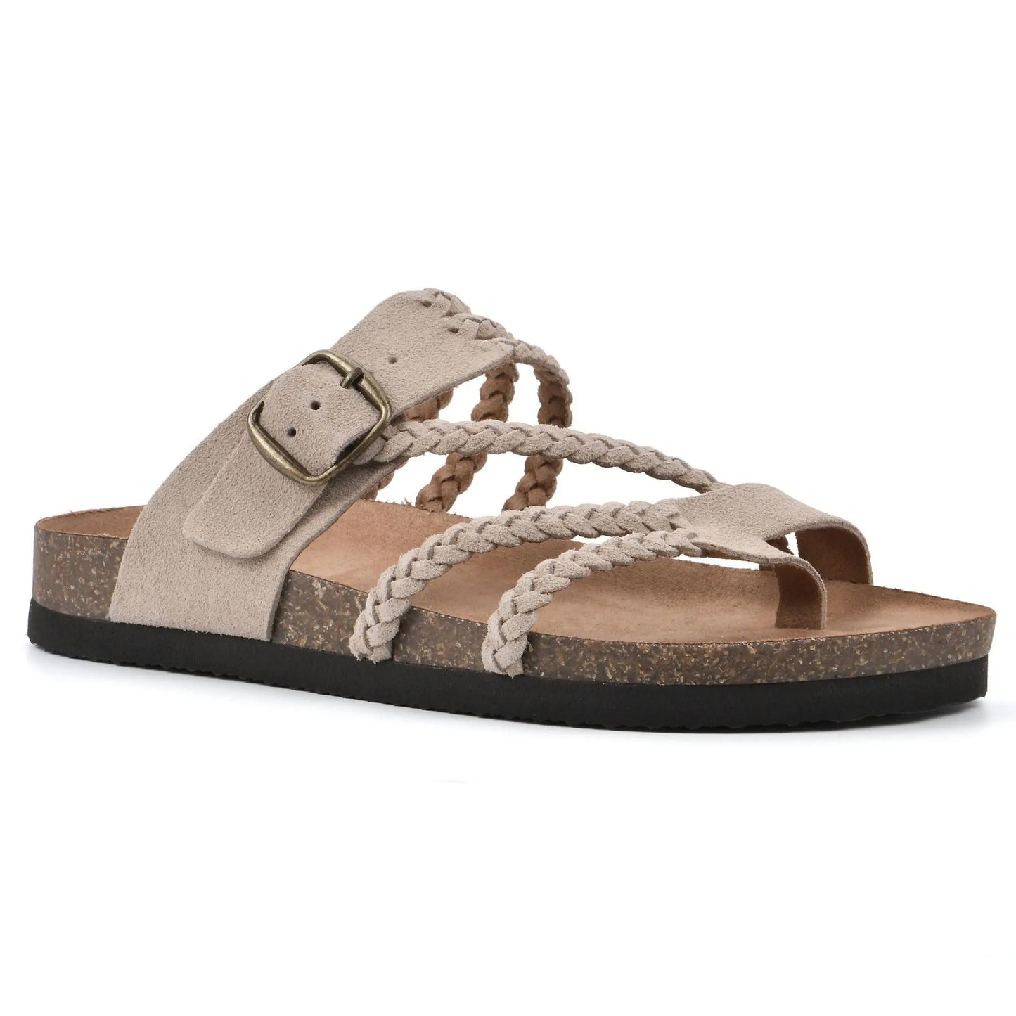 Sarah Express Woven Strappy Flat Sandals Gray