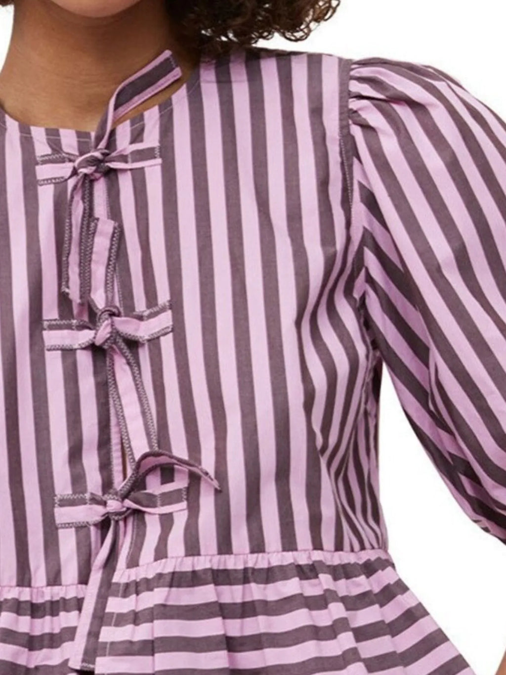 Sarah Express Women's Puff Sleeve Bow Tie Blouse