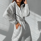 Sarah Express Hooded Long Sleeve Jumpsuit Sports Casual