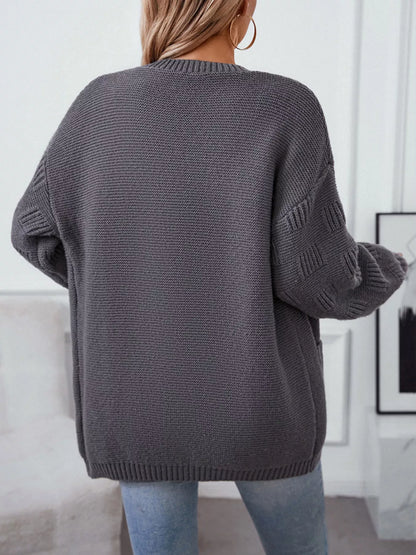 Sarah Express Women's Textured Knit Open Front Cardigan