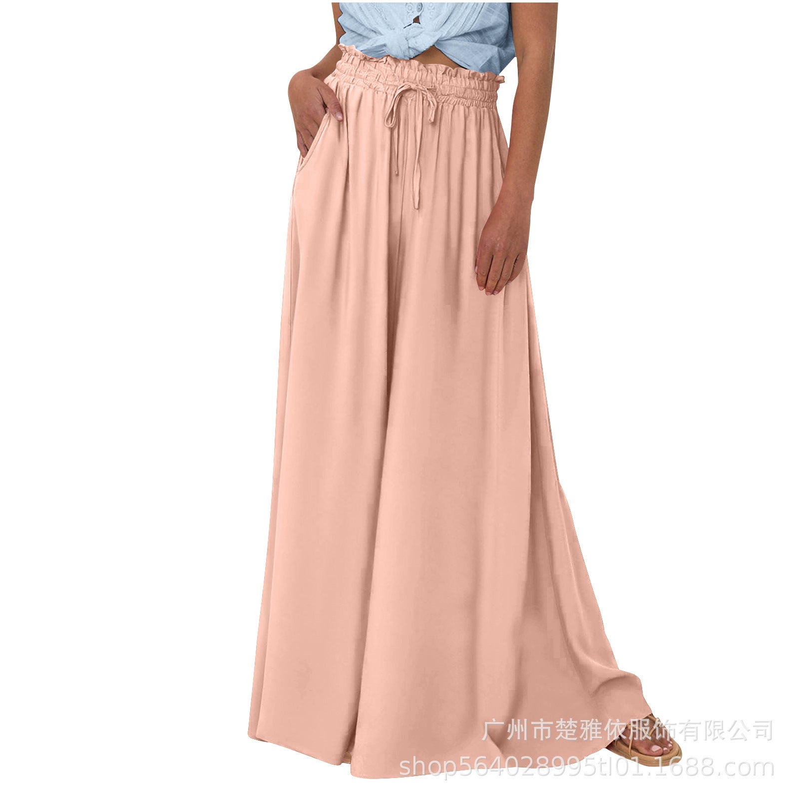 Sarah Express Women's High Waist Wide Leg Pants Casual Polyester Trousers