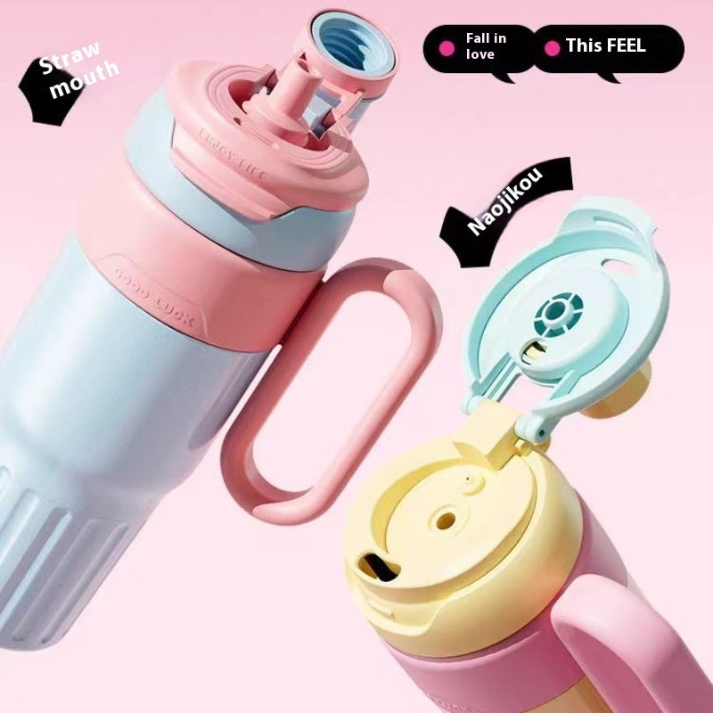 Sarah Express Women's 780ml Gradient Thermal Cup with Straw - Stainless Steel Insulated Coffee Tumbler