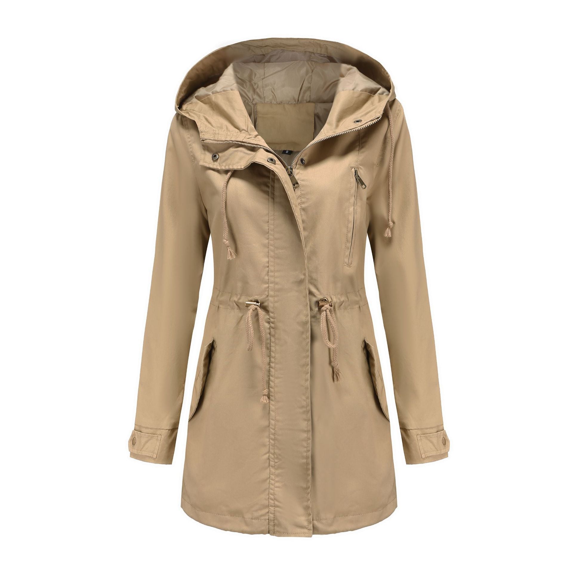 Sarah Express Women's Cotton Anorak Coat - Mid-Length Jacket with Pockets for Spring Fall