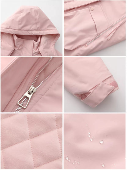 Sarah Express Women's Full Size Zip Up Hooded Parka Outerwear