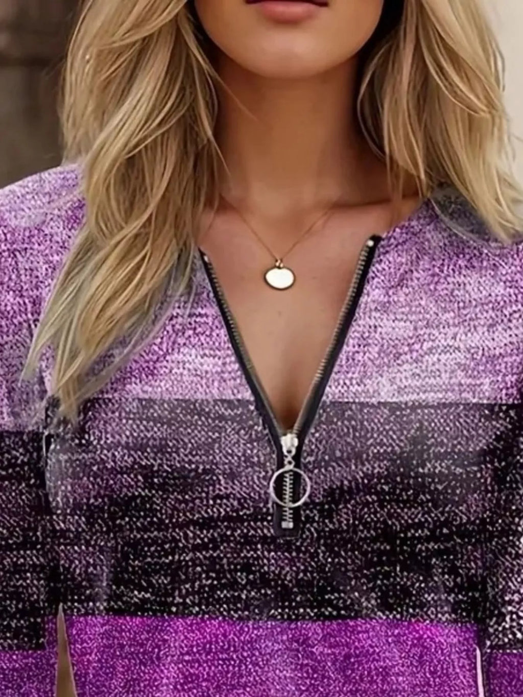 Sarah Express Women's Quarter Zip Color Block Top - Sporty Athleisure Pullover