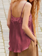 Sarah Express Women's Lace Trim Flowy Cami Top