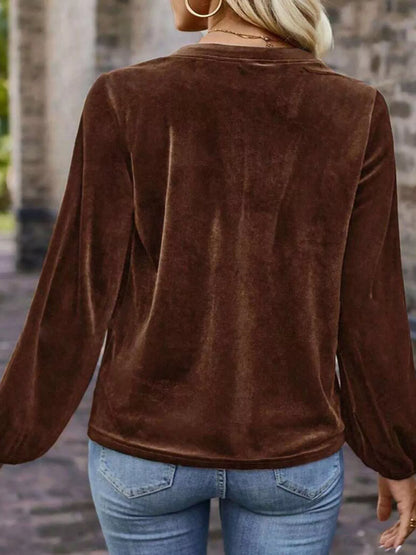 Sarah Express Women's Velvet Balloon Sleeve Blouse