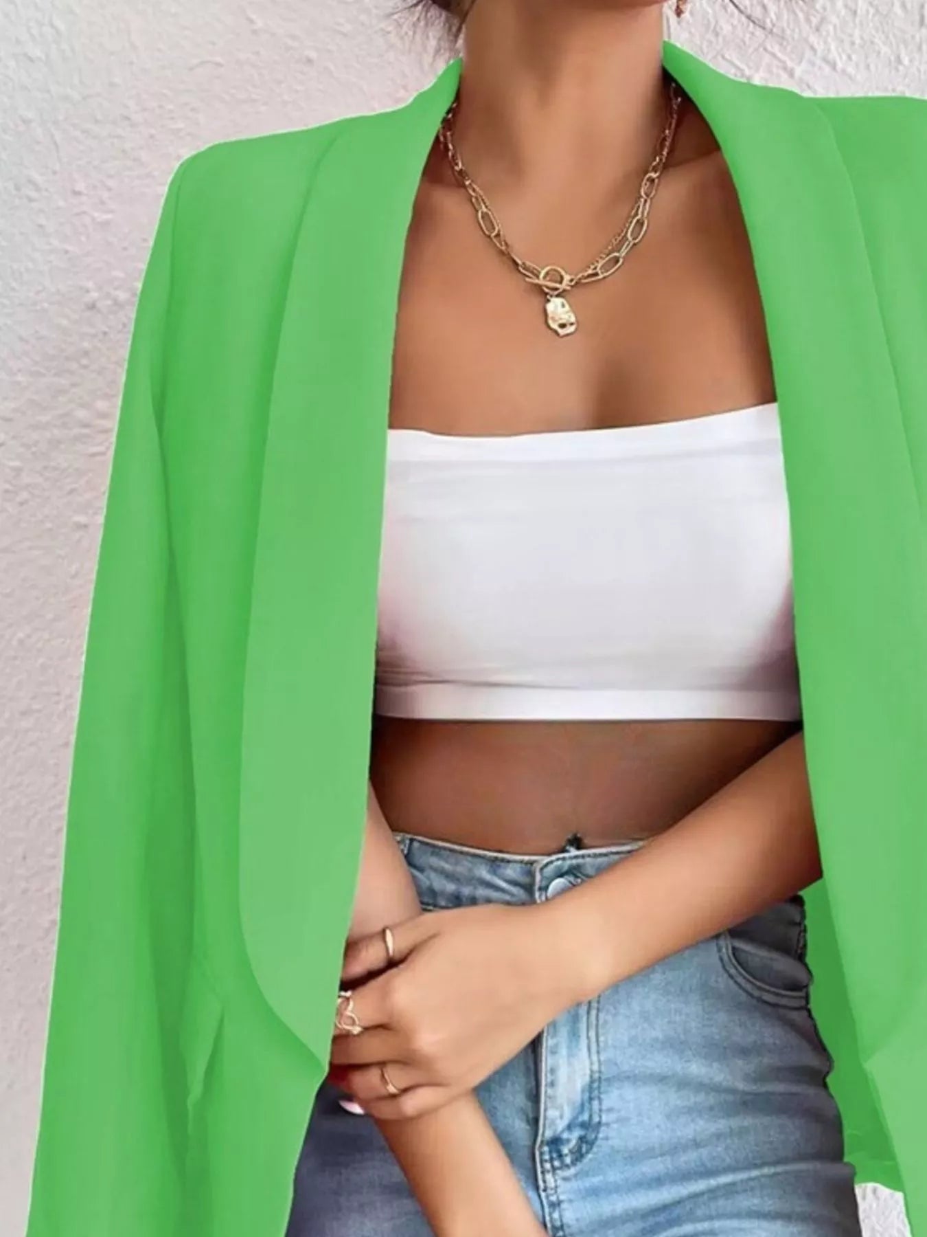 Sarah Express Women's Open Front Casual Blazer Plus Size Long Sleeve Professional Outerwear