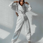 Sarah Express Hooded Long Sleeve Jumpsuit Sports Casual