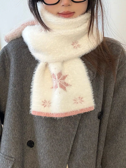 Sarah Express Women's Fluffy Snowflake Pattern Winter Scarf