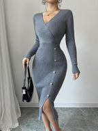 French Waist-tight Mid-length Sheath Inner Wear Base Skinny Knit Dress