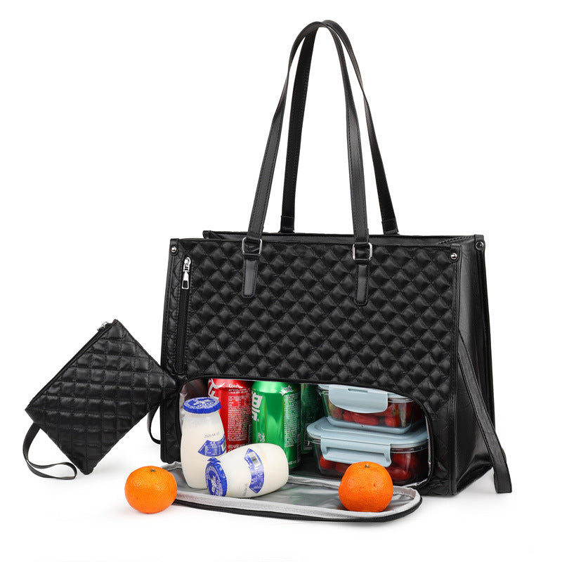 Sarah Express 2-in-1 Tote & Lunch Bag Combo - Extra Large Capacity with Insulated Lunch Compartment Black