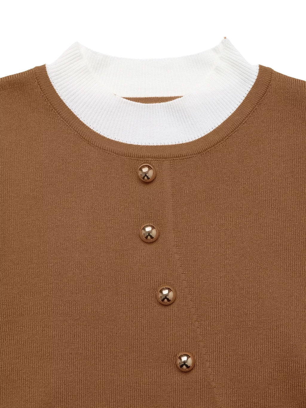 Sarah Express Women's Decor Button Contrast Hem Knit Top