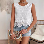 Sarah Express Women's Sleeveless Lace Camisole Top White Layering Tank