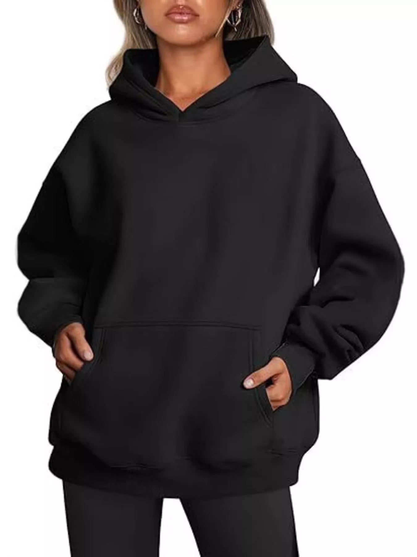 Sarah Express Women's Kangaroo Pocket Long Sleeve Hoodie Black