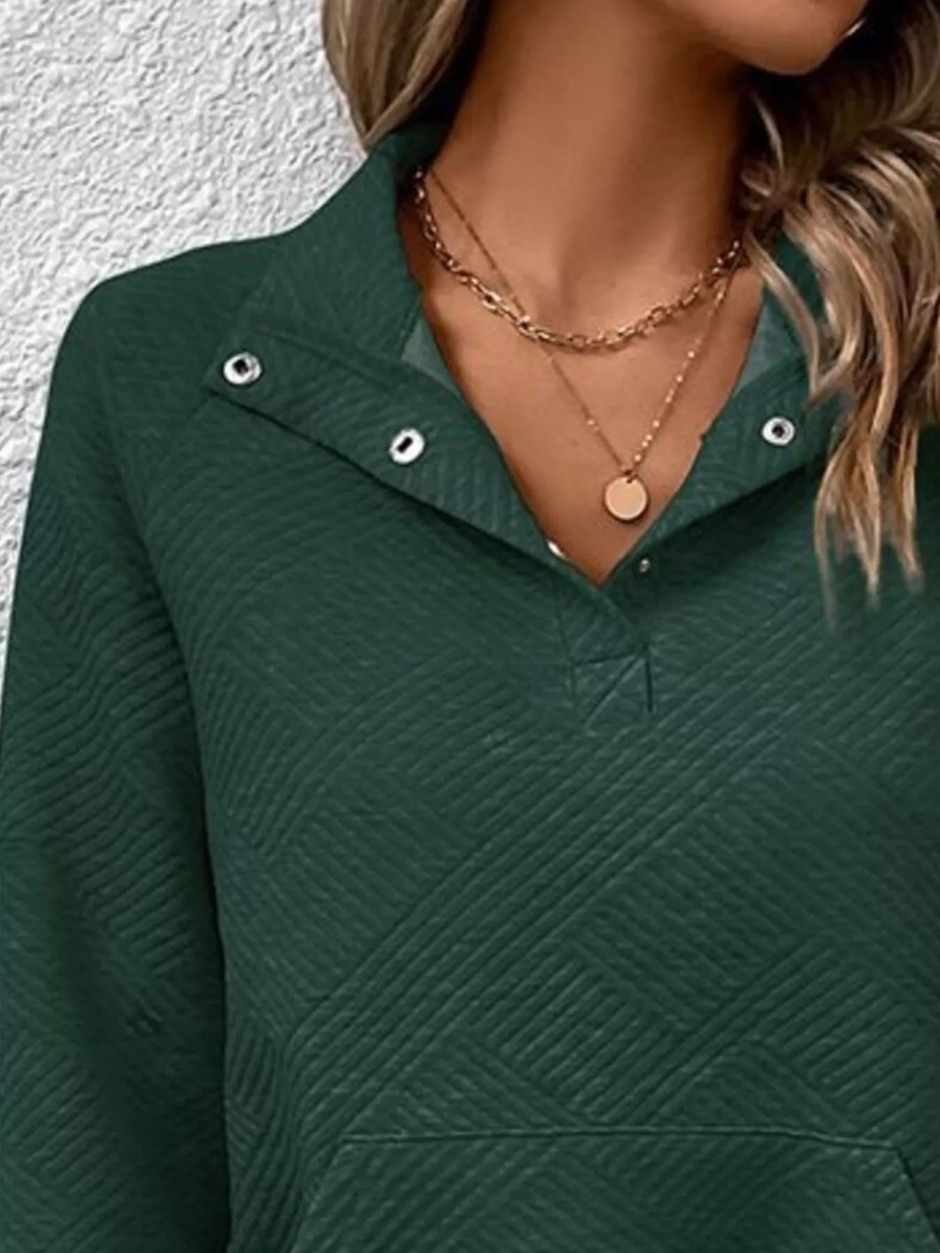 Sarah Express Women's Textured Quarter Snap Sweatshirt