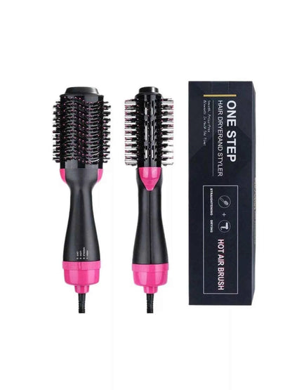 Sarah Express Women's 2-in-1 Hot Air Brush - Quick Dry Hair Styling Tool for Curling & Straightening Hot Pink European plug