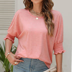 Sarah Express Women's Loose Round Neck T-Shirt Rayon Cotton Blend