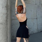 Sarah Express Backless Halter Bodycon Dress Mini Hollow-Out