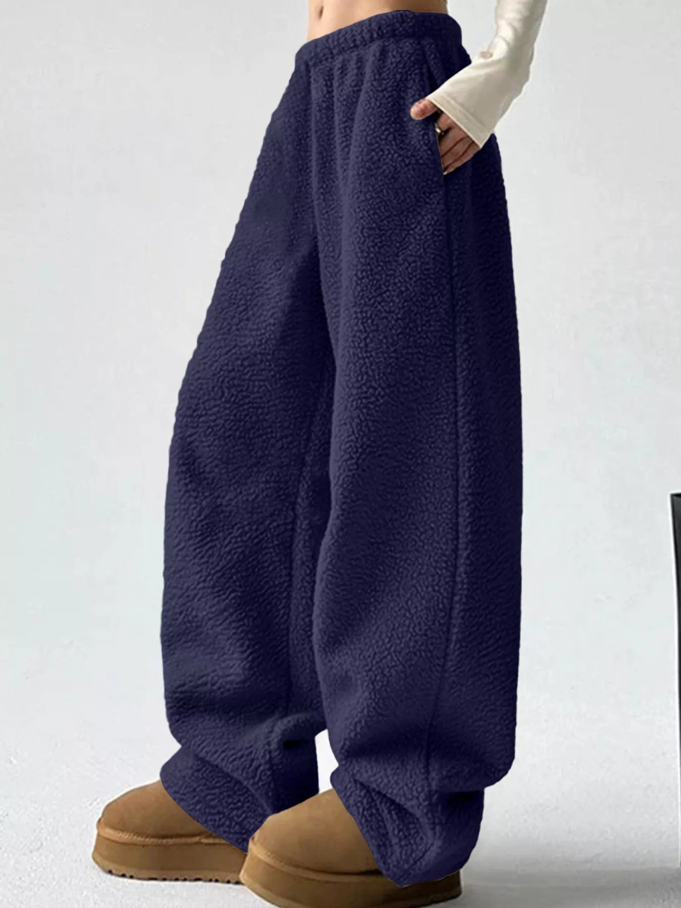 Sarah Express Women's Wide Leg Pants with Pockets - Plus Size High Waist Palazzo Trousers